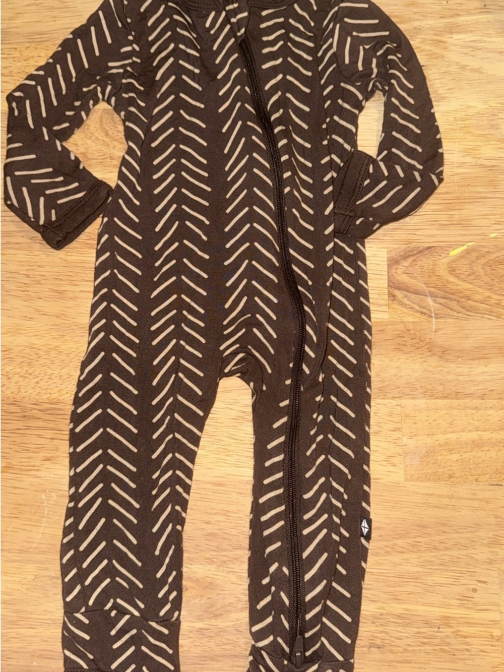 Brown Arrow-Print Kids One-Piece Zip Romper